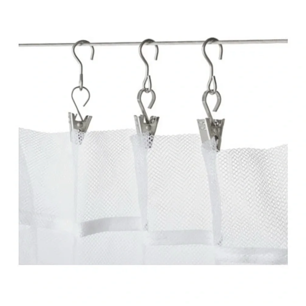 IKEA RIKTIG Drapery Clips & Hooks (24 Pack) – Stainless Steel – New